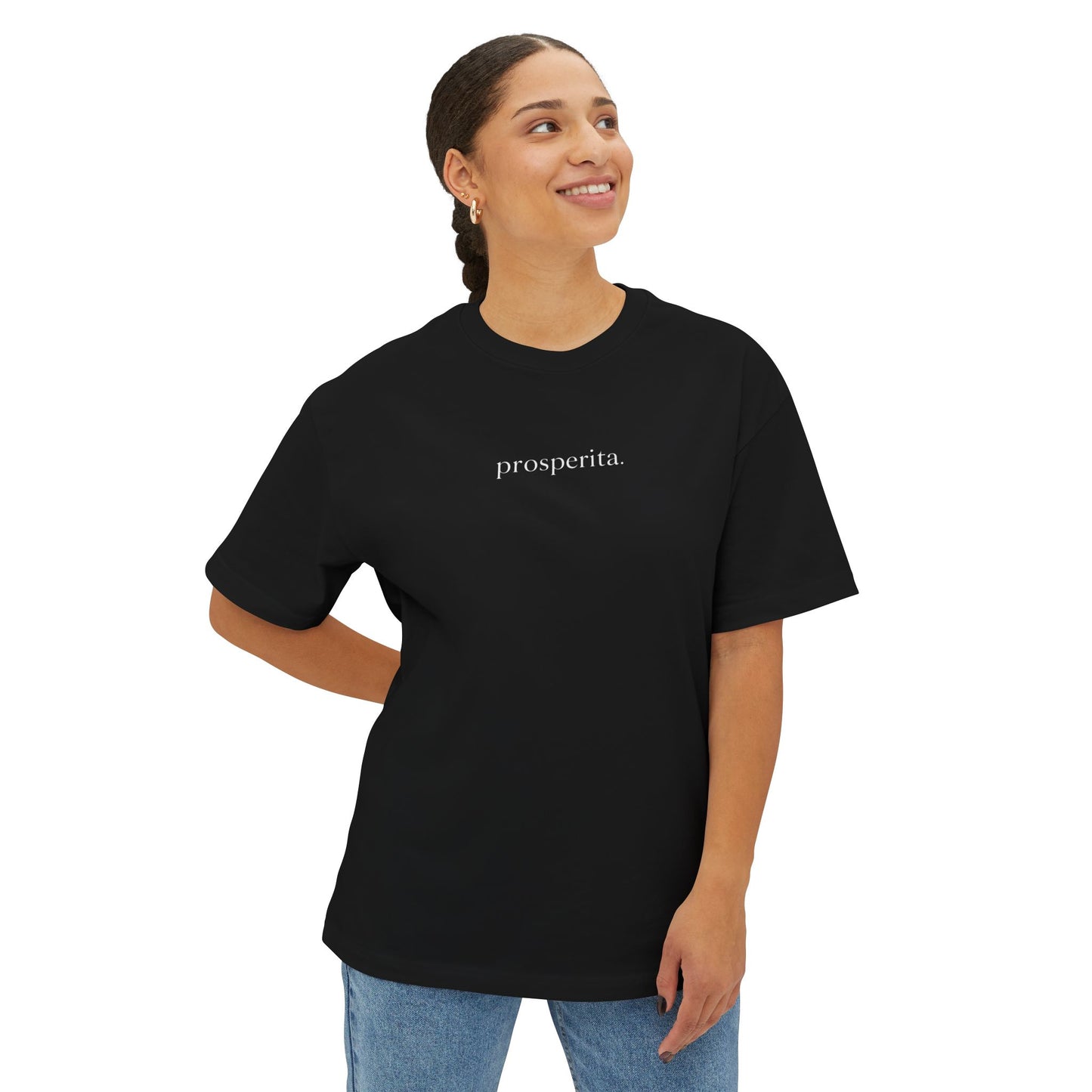 Prosperita Statement Tee – Black Core Drop